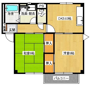 グリーンヒルズ丹那(2DK/1階)の間取り写真