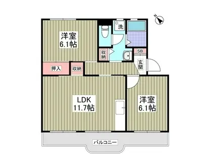 自由ヶ丘シティハウス(2LDK/4階)の間取り写真