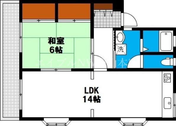 シティパレス西崎(1LDK/2階)の間取り写真