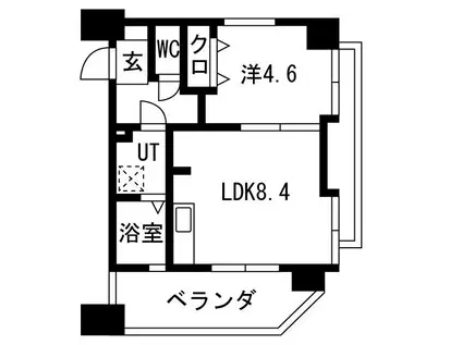 ビュークレスト佐賀駅前(1LDK/10階)の間取り写真