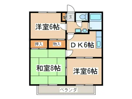 ハイツGOLD(3DK/2階)の間取り写真