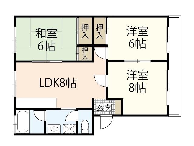 土屋マンション(3LDK/3階)の間取り写真