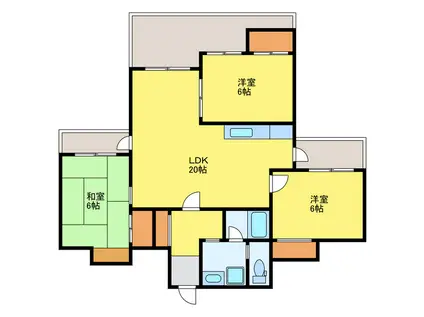 ヴィラフェニックス金沢(3LDK/2階)の間取り写真