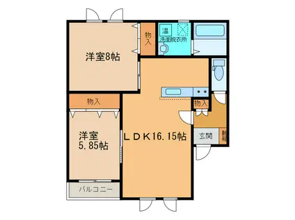 アシュトンII(2LDK/2階)の間取り写真