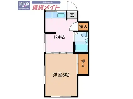 小田川ハイツ(1K/1階)の間取り写真