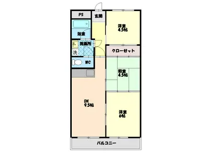 第1 サニーハイツ(3DK/3階)の間取り写真