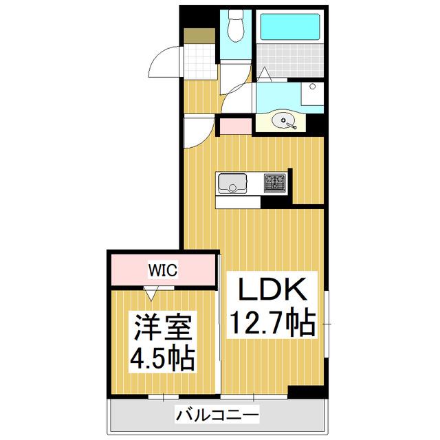 THREE(1LDK/3階)の間取り写真