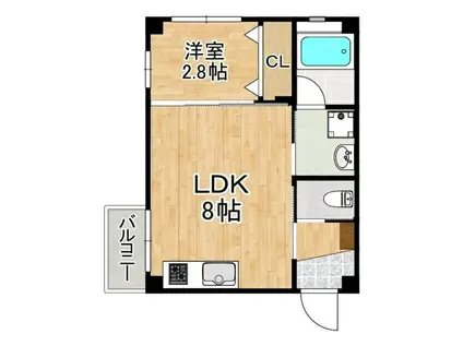 アトラクティ吉塚II(1LDK/2階)の間取り写真