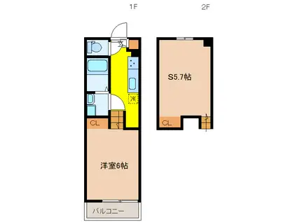RECUERDO II(1SK/1階)の間取り写真