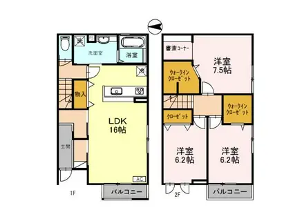 ブライトリー富樫 II(3LDK/2階)の間取り写真