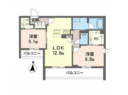 シャーメゾン ボナンザ(2LDK/2階)の間取り写真