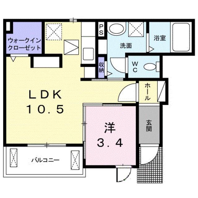 ヴァイオレットガーデン(1LDK/1階)の間取り写真
