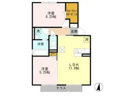 シャンクス(2LDK/1階)の間取り写真