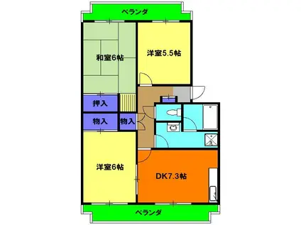 サニーコート(3DK/1階)の間取り写真