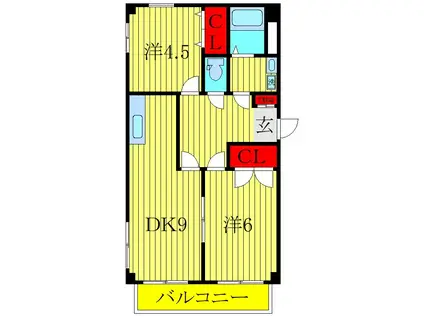 第5フェニックス(2DK/3階)の間取り写真