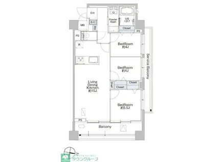 プロシード池上(3LDK/6階)の間取り写真