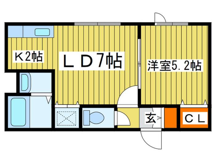 CRANE(1LDK/2階)の間取り写真