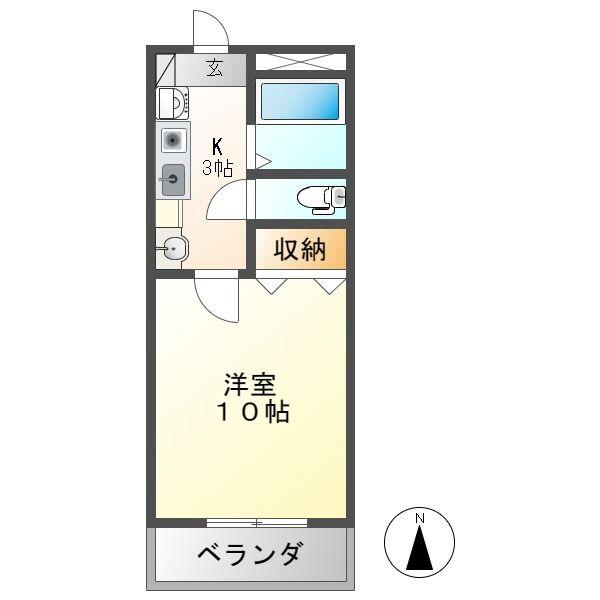 エラルジール山王(1K/2階)の間取り写真