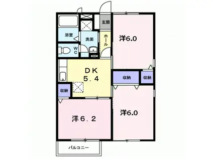 サニ-ハイツふじA(3DK/2階)の間取り写真