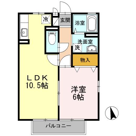 オリエンタルM(1LDK/1階)の間取り写真