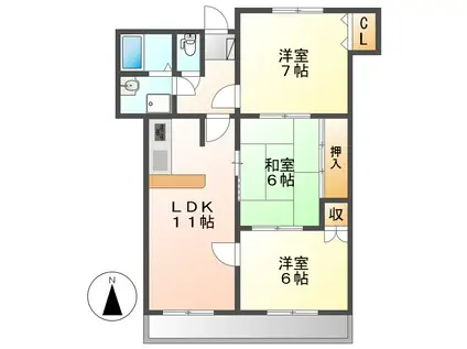 振甫ニューコーポ(3LDK/1階)の間取り写真