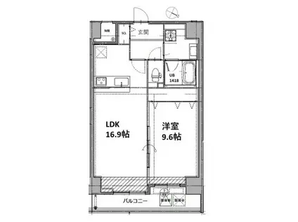VESTA京町堀(1LDK/8階)の間取り写真