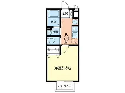 ドミール(1K/2階)の間取り写真