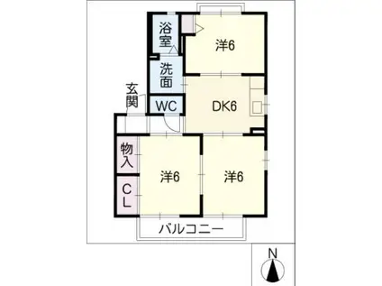CASA・ACORDED棟(3DK/1階)の間取り写真