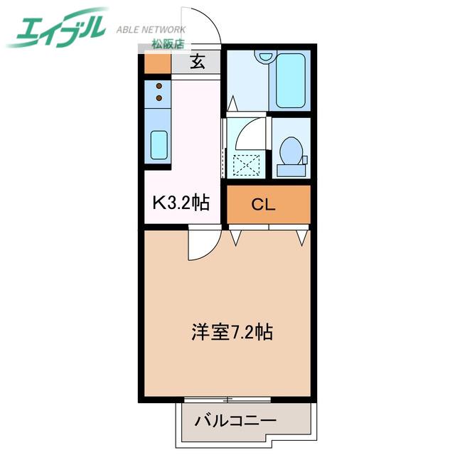サンコーポ翔C(1K/2階)の間取り写真
