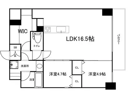 エルベコート梅田ウエスト(2LDK/10階)の間取り写真
