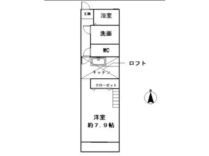 サンマリノ津福(1K/2階)の間取り写真