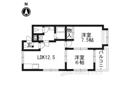 東明ハイツ(2LDK/2階)の間取り写真
