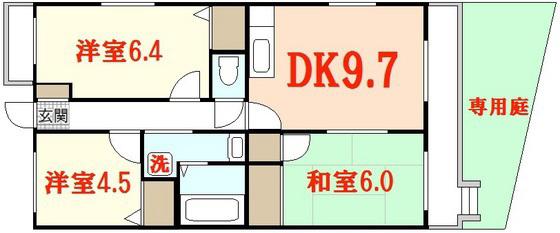 ノネット東野(3DK/1階)の間取り写真