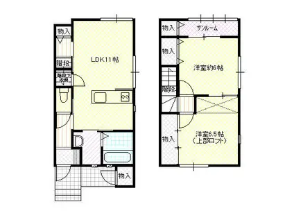 ファイン上飯野A棟(2LDK/2階)の間取り写真