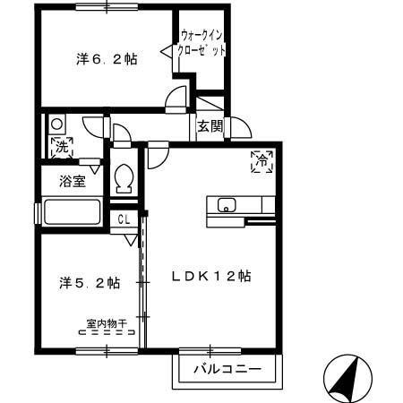 グリーンコート(2LDK/2階)の間取り写真