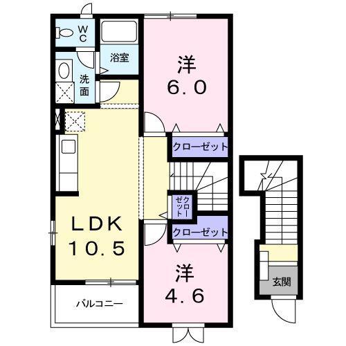 アプリコット・トゥリ-(2LDK/2階)の間取り写真
