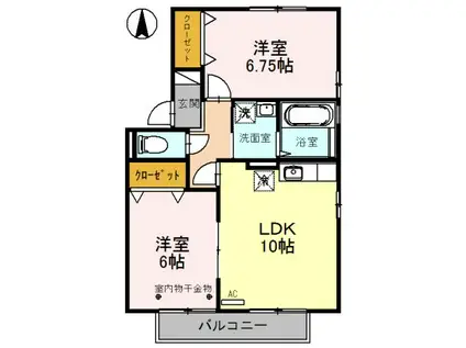 カルナ みたか(2LDK/2階)の間取り写真