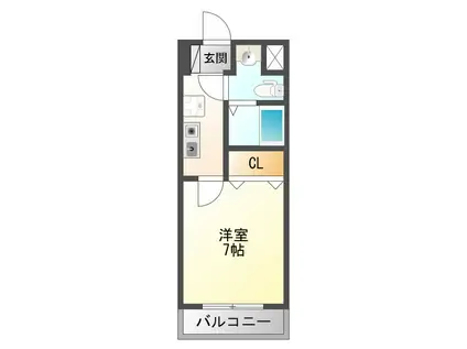 ノルデンハイムリバーサイド十三(1K/8階)の間取り写真