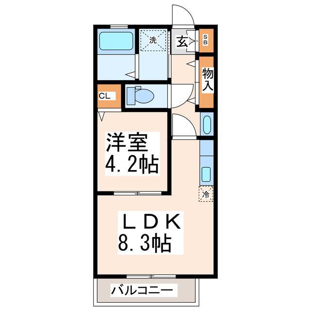 エスポワール参番館B棟(1LDK/2階)の間取り写真
