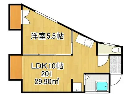 オレンジモード(1LDK/2階)の間取り写真