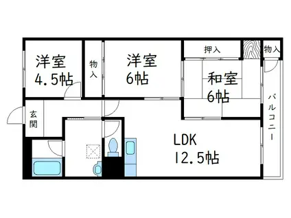 草戸グランドハイツ(3DK/1階)の間取り写真