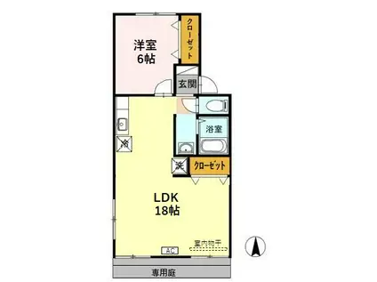ウエスタンパーク8(1LDK/1階)の間取り写真