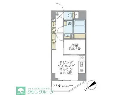 ルネサンス赤坂プレミアムコート(1LDK/2階)の間取り写真