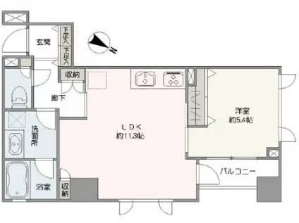 グランドパーク恵比寿センシュアス(1LDK/9階)の間取り写真