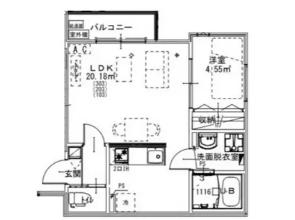 KEIAI RESIDENCEせんげん台III(1LDK/3階)の間取り写真
