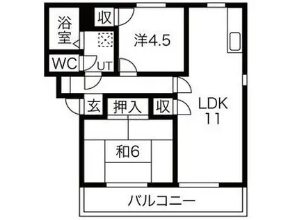 メゾンド・ヤマイチ(2LDK/1階)の間取り写真