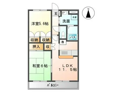 ベルビューハイム(2LDK/2階)の間取り写真