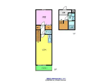 フジパレススリーハーブス中百舌鳥町1丁(1LDK/2階)の間取り写真