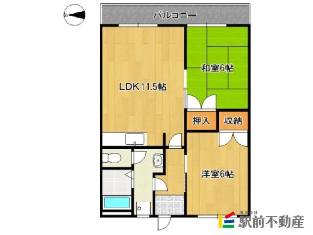 アートヒルズ(2LDK/2階)の間取り写真