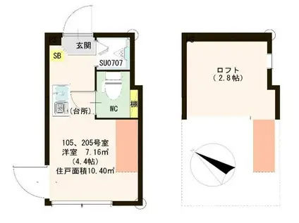 MILOLO(ワンルーム/2階)の間取り写真